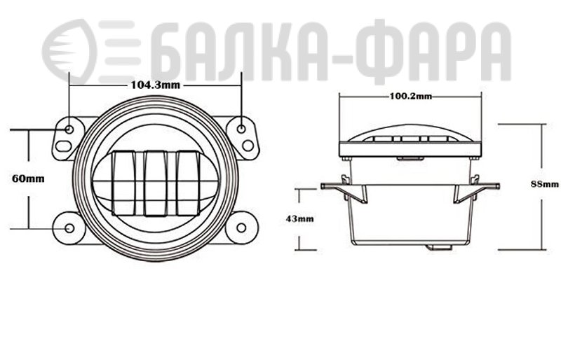 Комплект противотуманных фар, 36 Ватт, с ангельскими глазками, хром